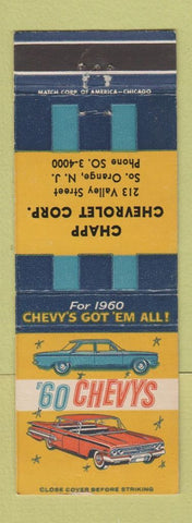 Matchbook Cover - 1960 Chevrolet Chapp South Orange NJ
