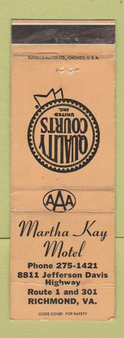 Matchbook Cover - Martha Kay Motel Richmond VA WORN