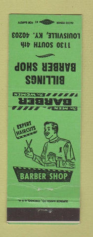 Matchbook Cover - Billings Barber Shop Louisville KY WEAR