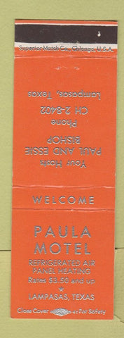 Matchbook Cover - Paula Motel Lampasas TX