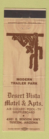 Matchbook Cover - Desert Vista Motel Tucson AZ