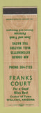 Matchbook Cover - Franks Court Motel Willcox AZ