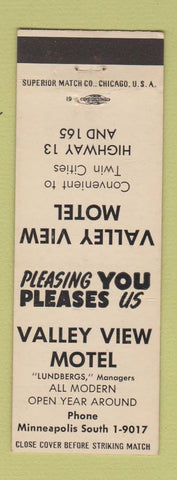 Matchbook Cover - Valley View Motel Minneapolis MN