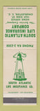 Matchbook Cover - South Atlantic Life Insurance Charleston SC