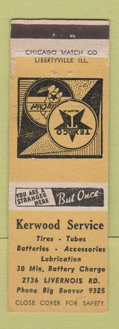 Matchbook Cover - Kerwood Texaco oil gas Troy? MI