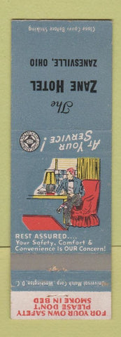Matchbook Cover - Zane Hotel Zanesville OH