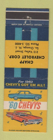 Matchbook Cover - 1960 Chevrolet Chapp South Orange NJ