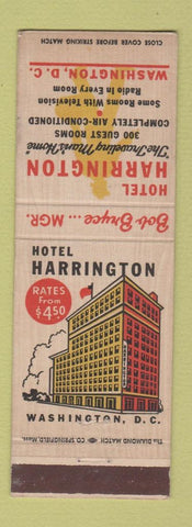 Matchbook Cover - Hotel Harrington Washington DC