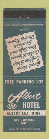 Matchbook Cover - Albert Hotel Albert Lea MN