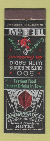 Matchbook Cover - Ambassador Hotel Washington DC Hi Hat