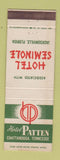 Matchbook Cover - Hotel Patten Chattanooga TN Jacksonville FL Seminole