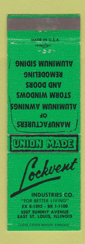 Matchbook Cover - Lockvent Awnings Storm Doors Siding East St Louis IL WEAR