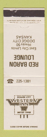 Matchbook Cover - Red Baron Lounge Western Inn Dodge City KS