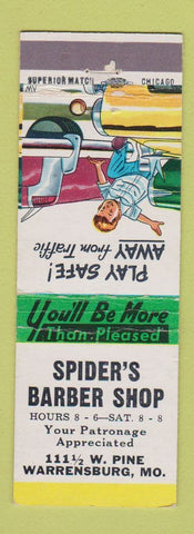 Matchbook Cover - Spider's Barber Shop Warrensburg MO
