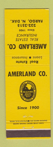 Matchbook Cover - Amerland Real Estate Insurance Fargo ND