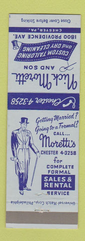 Matchbook Cover - Nick Moretti Tailoring Dry Cleaning Chester PA
