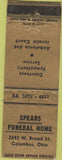 Matchbook Cover - Spears Funeral Home Columbus OH