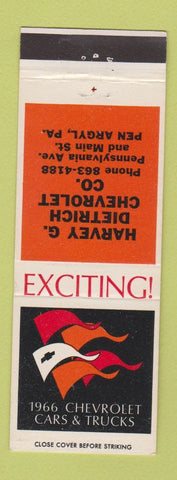Matchbook Cover - Harvey Dietrich Chevrolet 1966 Pen Argyl PA