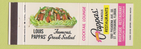 Matchbook Cover - Louis Cappas' Restaurant St Petersburg Tarpon Springs FL