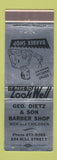 Matchbook Cover - Geo Dietz Barber Shop Danville PA SILVER