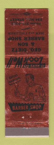 Matchbook Cover - Geo Dietz Barber Shop Danville PA BRONZE