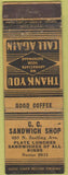 Matchbook Cover - CC Sandwich Shop NO TOWN WORN