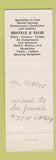 Matchbook Cover - B&H Equipment Rentals Sales Mountain View CA