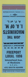 Matchbook Cover - Machinists Union Freeport IL