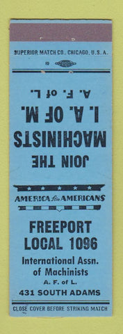 Matchbook Cover - Machinists Union Freeport IL