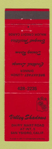 Matchbook Cover - Valley Shadows Restaurant San Ysidro CA