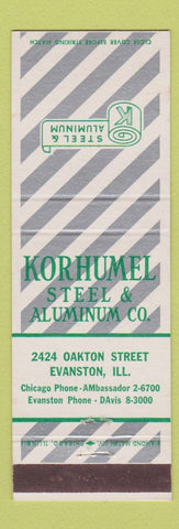 Matchbook Cover - Korhumel Steel Aluminum Evanston IL