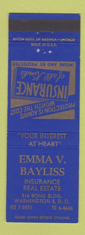 Matchbook Cover - Emma Bayliss Insurance Washington DC