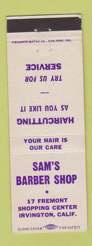 Matchbook Cover - Sam's Barber Shop Irvington CA