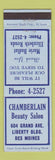 Matchbook Cover - Chamberlain Beauty Salon Des Moines IA