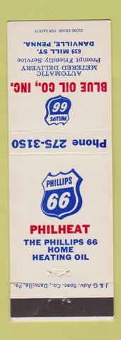 Matchbook Cover - Blue Oil Phillips 66 gas Danville PA