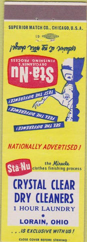 Matchbook Cover - Sta Nu Dry Cleaners girlie Lorain OH