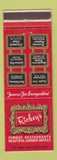 Matchbook Cover - Rickey's Restaurants Palo Alto San Francisco Salinas CA