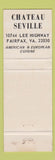 Matchbook Cover - Chateau Seville Restaurant Fairfax VA WEAR