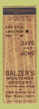 Matchbook Cover - Balzer's Monterey Grocery Van Nuys CA