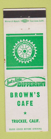 Matchbook Cover - Brown's Cafe Truckee CA Rotary International