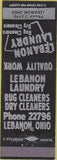 Matchbook Cover - Lebanon Laundry dry cleaning OH