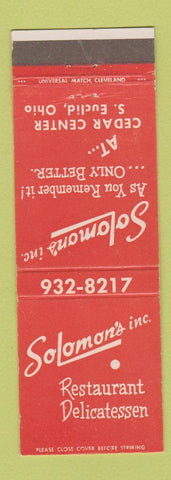 Matchbook Cover - Solomon's Restaurant Deli South Euclid OH