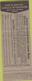 Matchbook Cover - Oder Sorb removes smells from Refrigerators