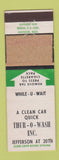 Matchbook Cover - Thur O Wash Car Wash WEAR