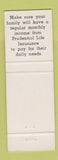 Matchbook Cover - Prudential Insurance Bill Dunkin Waco TX