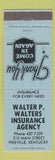 Matchbook Cover - Walter Walters Insurance Pikeville KY