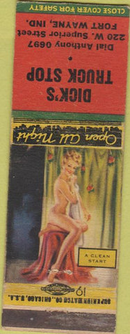 Matchbook Cover - Dick's Truck Stop Fort Wayne IN pinup WEAR