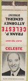 Matchbook Cover - Frank Celeste Attorney General democrat Cleveland OH