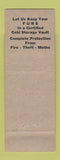 Matchbook Cover - Fishburnt Tyler TX Fur Storage