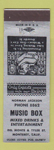 Matchbook Cover - Music Box Monterey CA